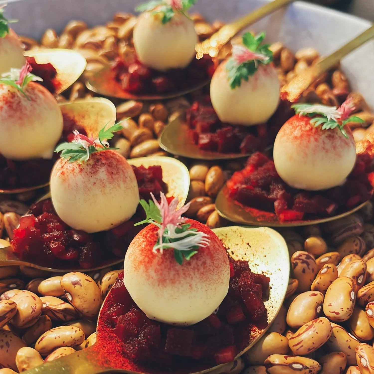 Met zorg gepresenteerde apérohapjes van koken.eten